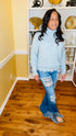 Blue grey Cut me off sweater | mock neck sweater